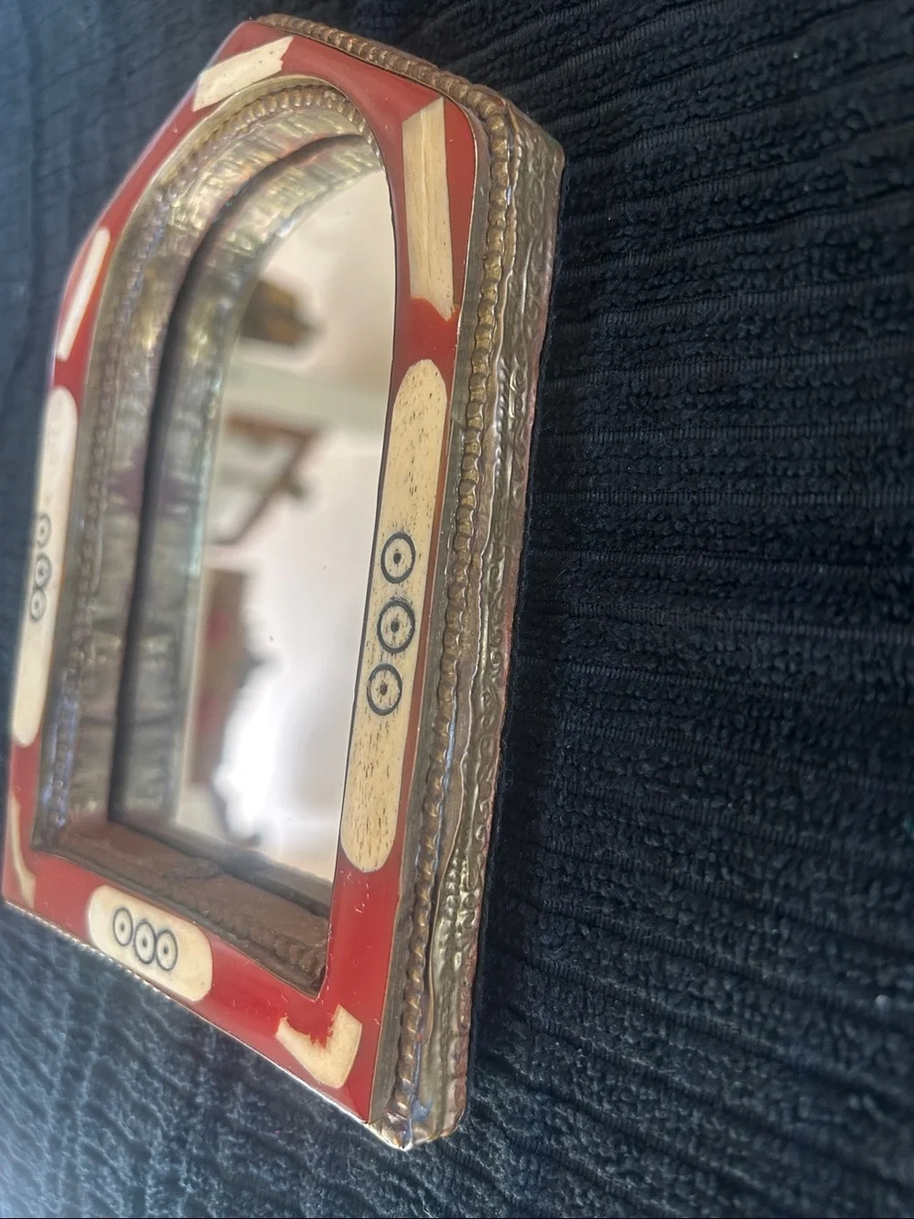 Handcrafted Red and Gold Decorative Wall Mirror